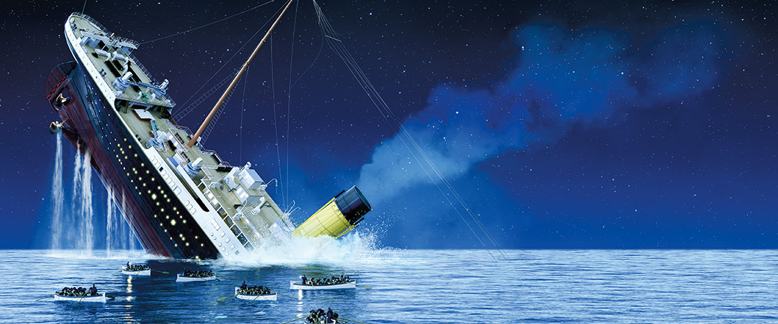 Illustration of the Titanic sinking