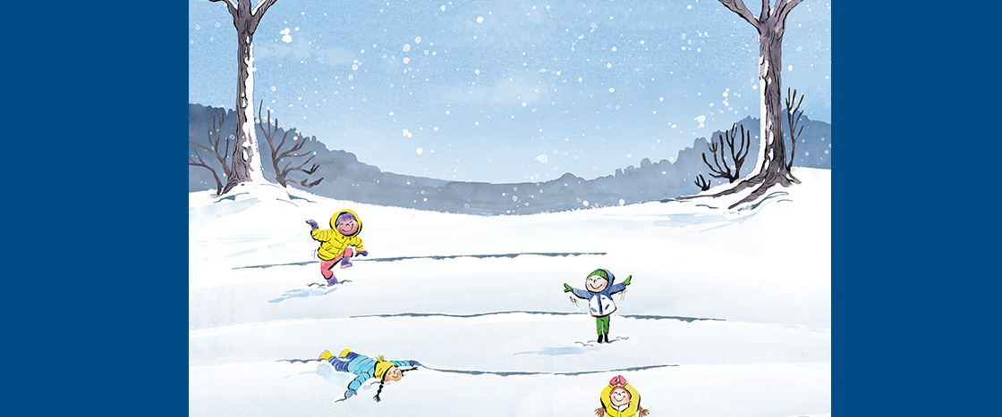 Illustration of kids playing in the snow