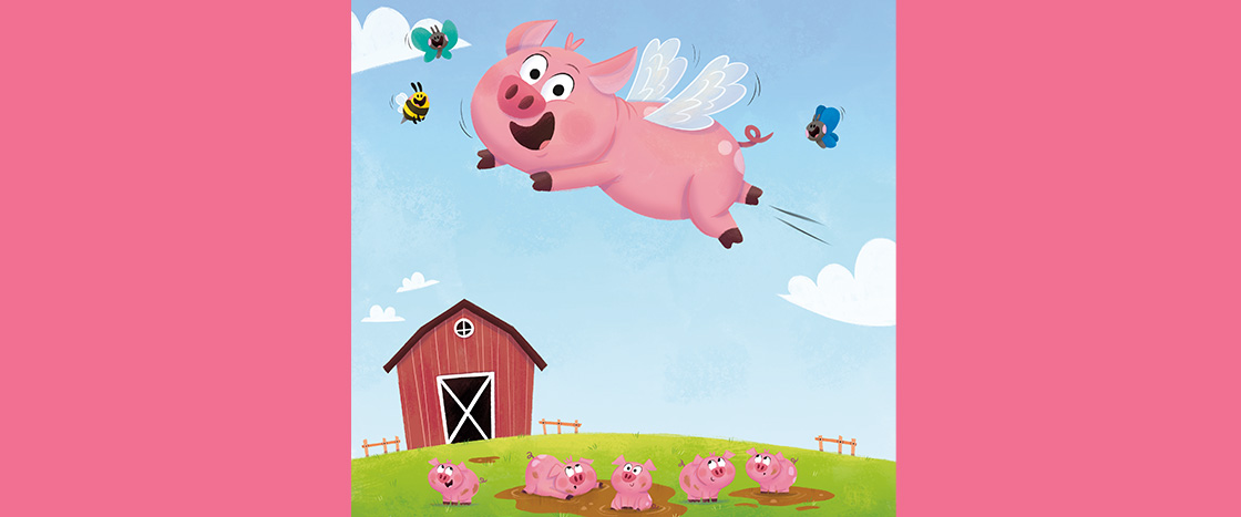 Illustration of a flying pig